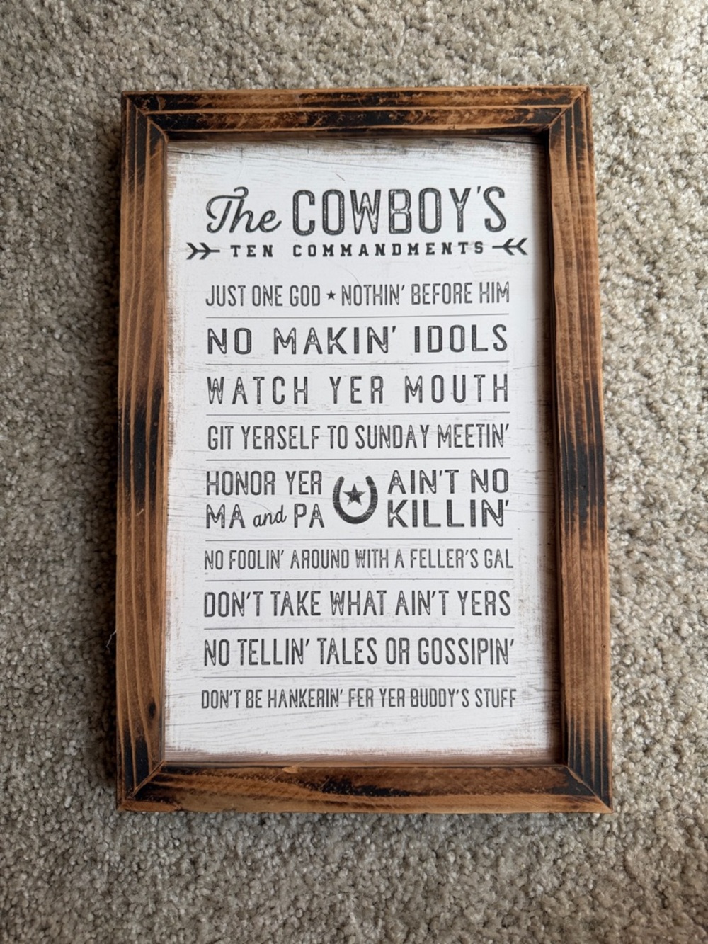 Western Cowboy's Ten Commandments Framed Wall Art